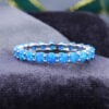 Eternity Blue Opal rings White Gold Wedding Band