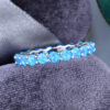 Eternity Blue Opal rings White Gold Wedding Band